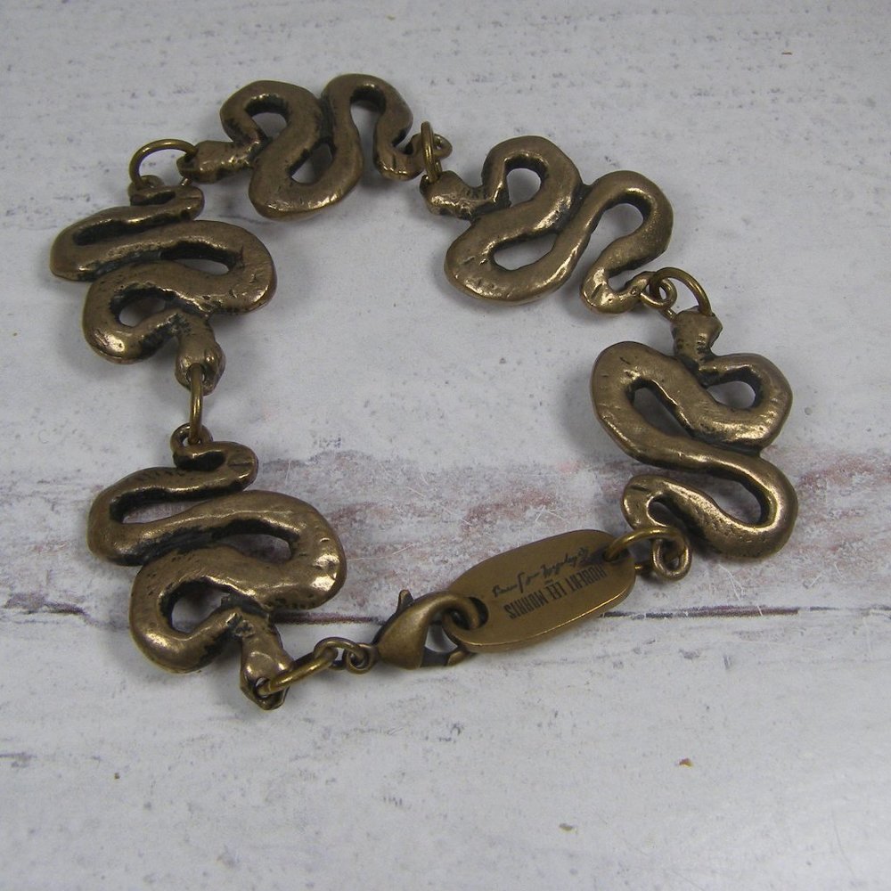 Robert Lee Morris for Elizabeth and james Snake Serpent Brass Bracelet Men 9"